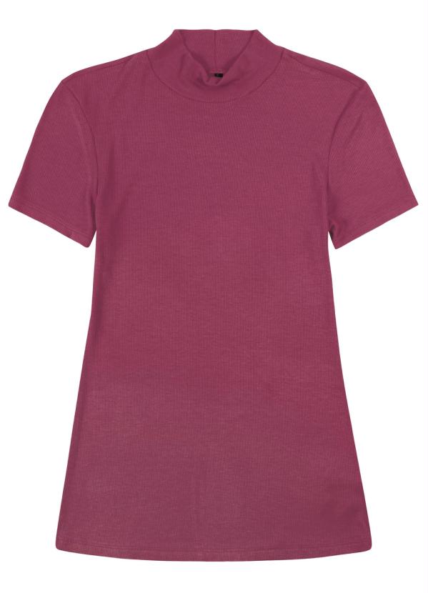 

Blusa Básica Manga Curta com Gola Alta Roxo