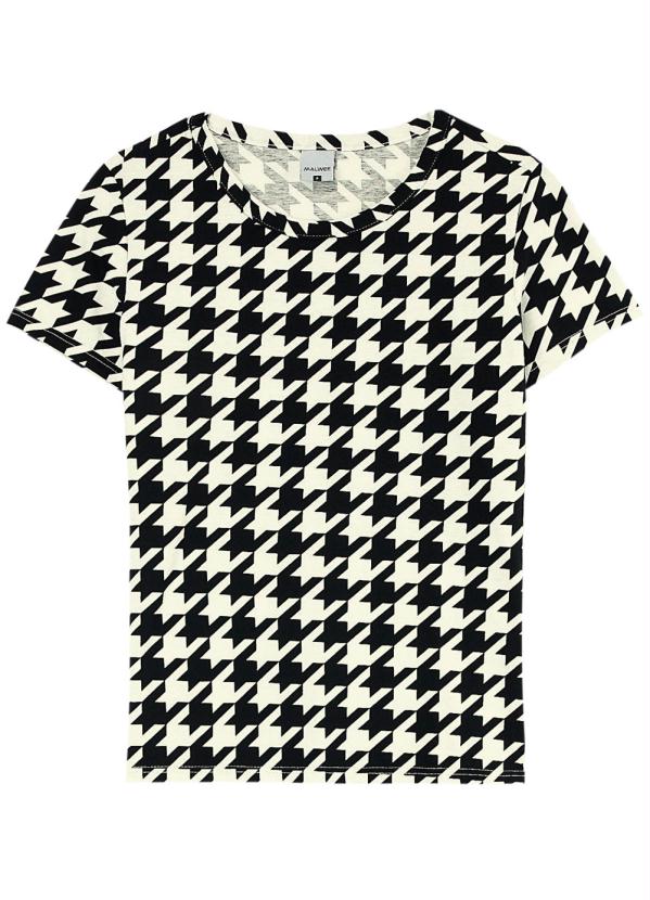 

Blusa Bege Pied de Poule em Malha