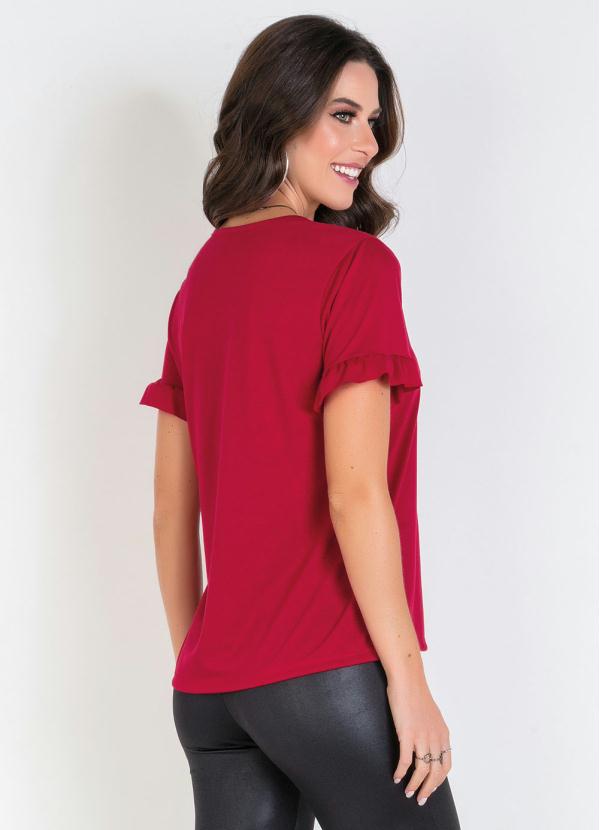 

Blusa Bordô com Babado nas Mangas, Vermelho