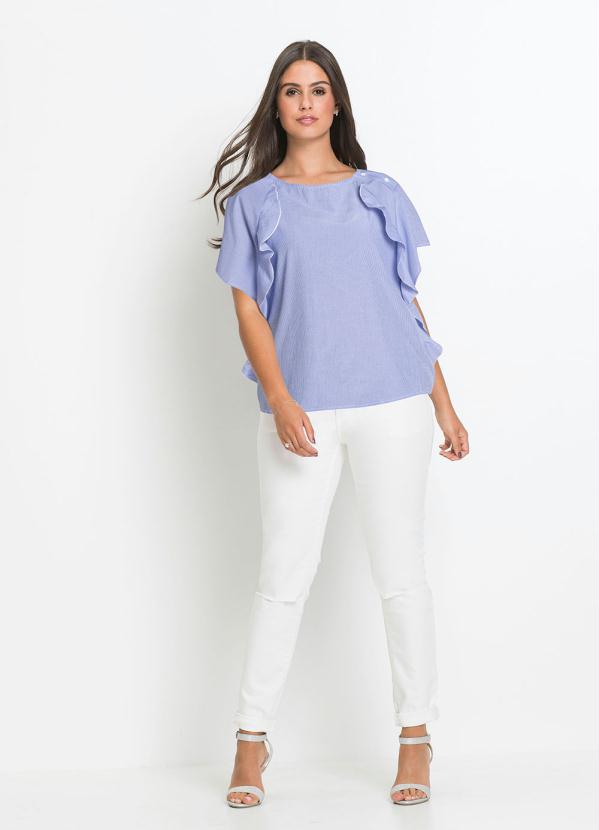 

Blusa com Babados Listrada Azul