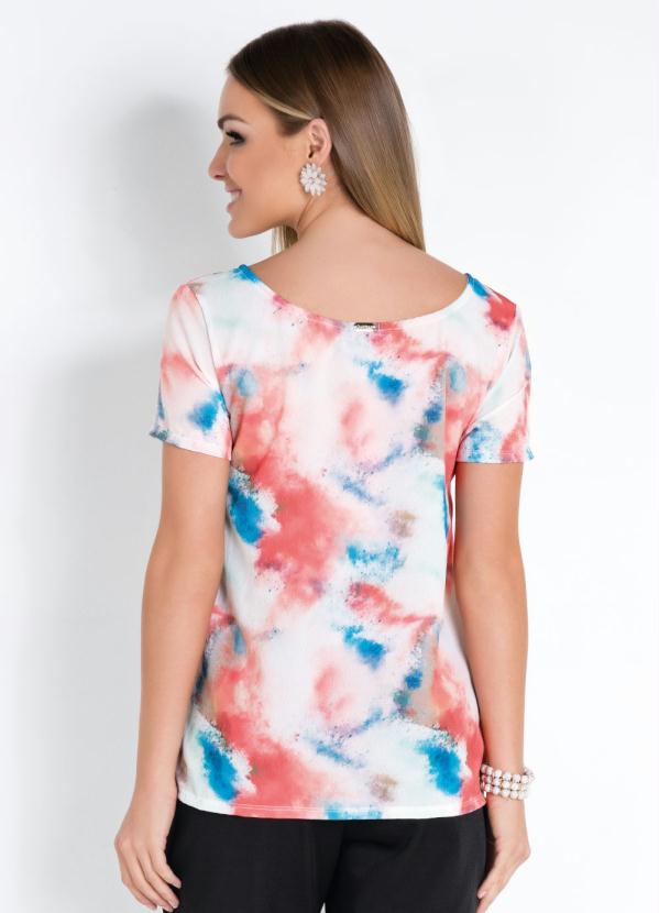 

Blusa com Decote Redondo Abstrata Laranja