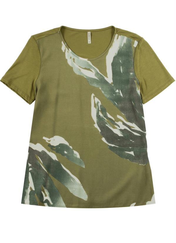 

Blusa com Decote Redondo e Estampa Verde