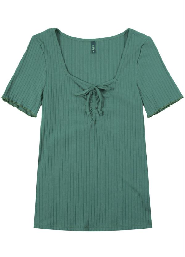 

Blusa com Decote V e Detalhe Franzido Verde