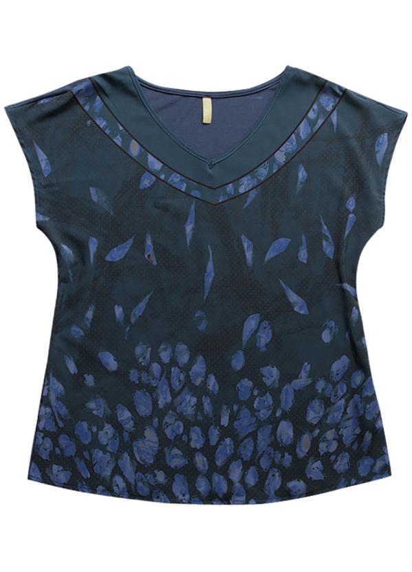 

Blusa com Decote V Estampada Cinza