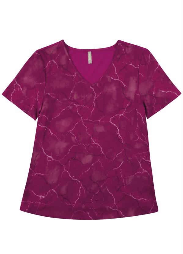 

Blusa com Decote V Estampada Rosa