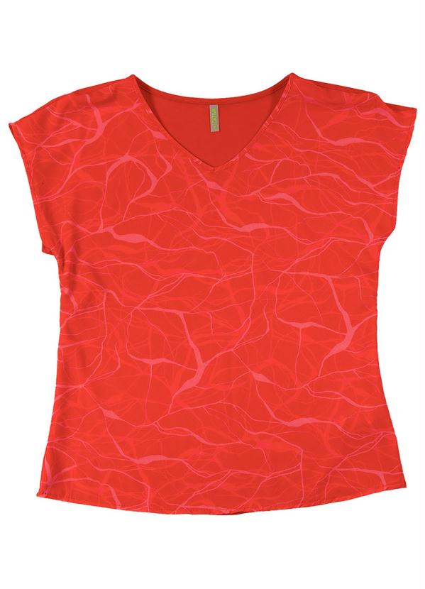 

Blusa com Decote V Estampada Vermelho