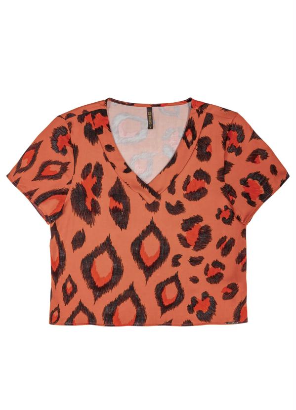 

Blusa com Estampa Animal Print Laranja