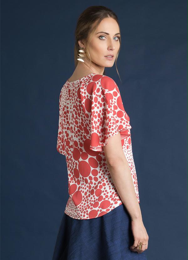 

Blusa com Estampa de Poás Vermelha e Branca, Vermelho