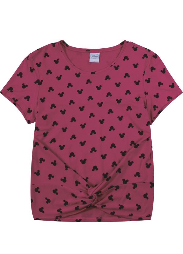 

Blusa com Estampa Mini Print e Torção Rosa