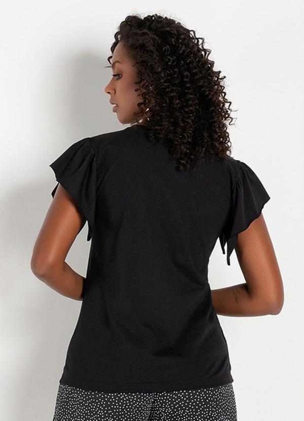 

Blusa com Manga em Babado Preta, Preto