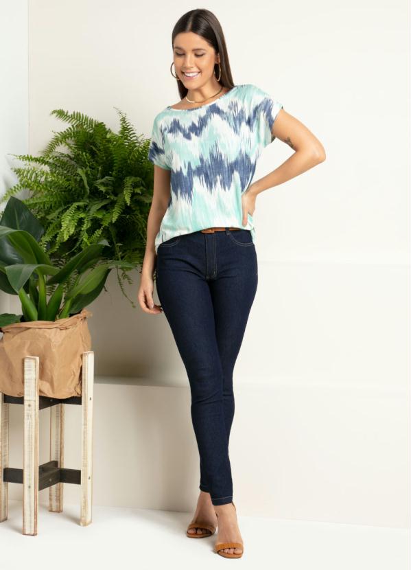 

Blusa com Mangas Curtas Tie Dye Azul