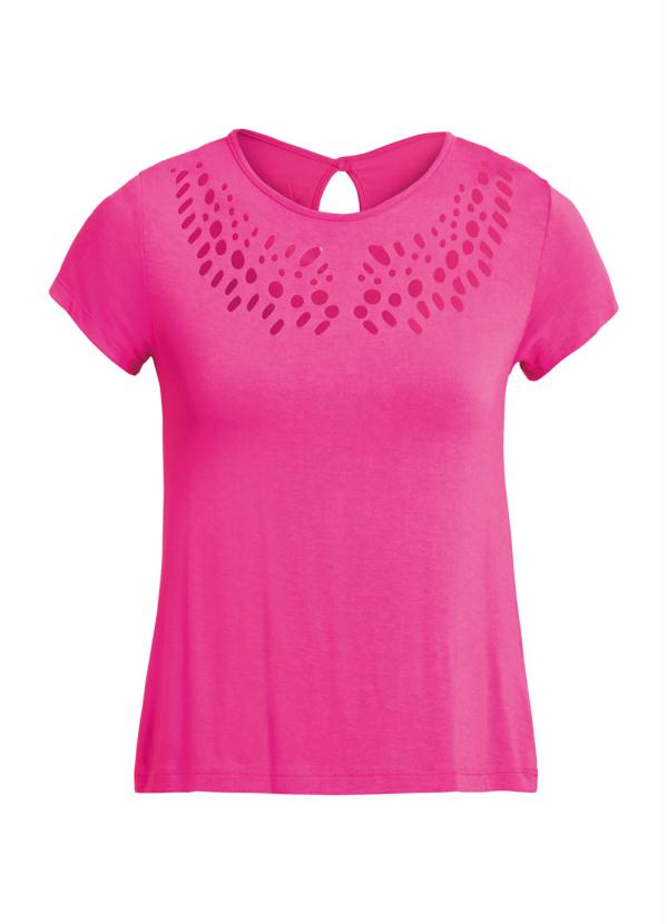 

Blusa com Recortes Vazados no Decote Pink, Rosa