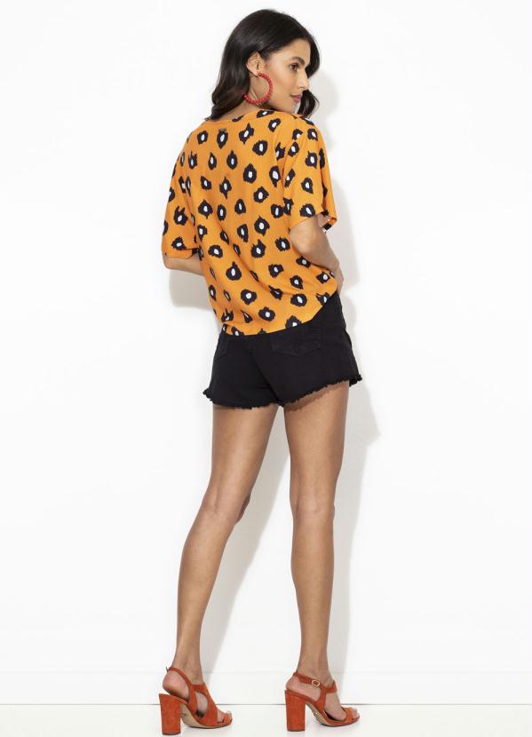 

Blusa de Linho Estampada Laranja