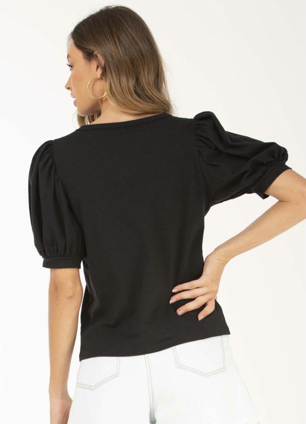 

Blusa de Manga Curta em Malha Pa Preto