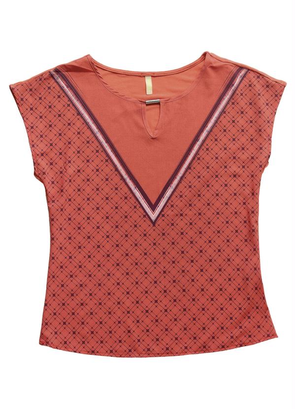 

Blusa Decote Redondo Estampada Laranja