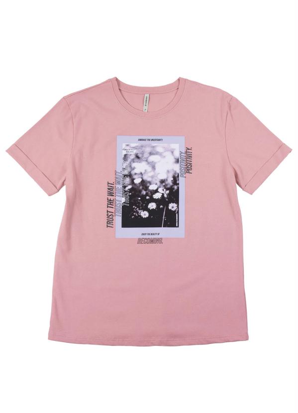 

Blusa em Meia Malha com Estampa Rosa