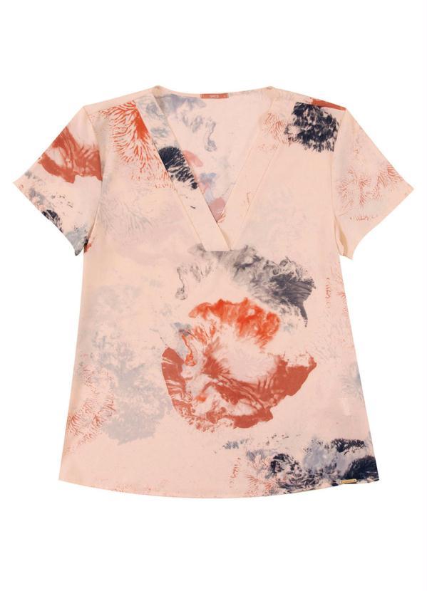 

Blusa Estampada com Decote V Bege