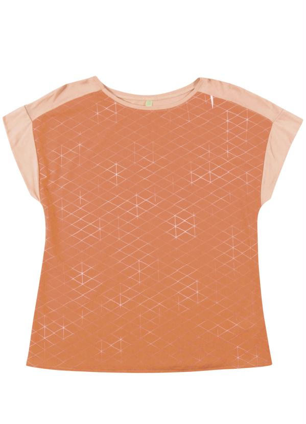 

Blusa Estampada com Manga Curta Rosa