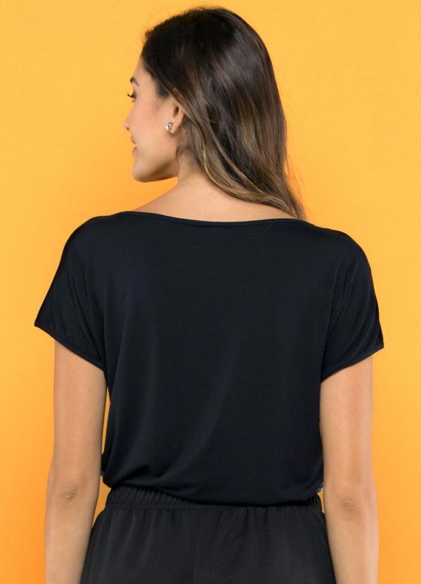 

Blusa Estampada Folhagem Colorida, Preto