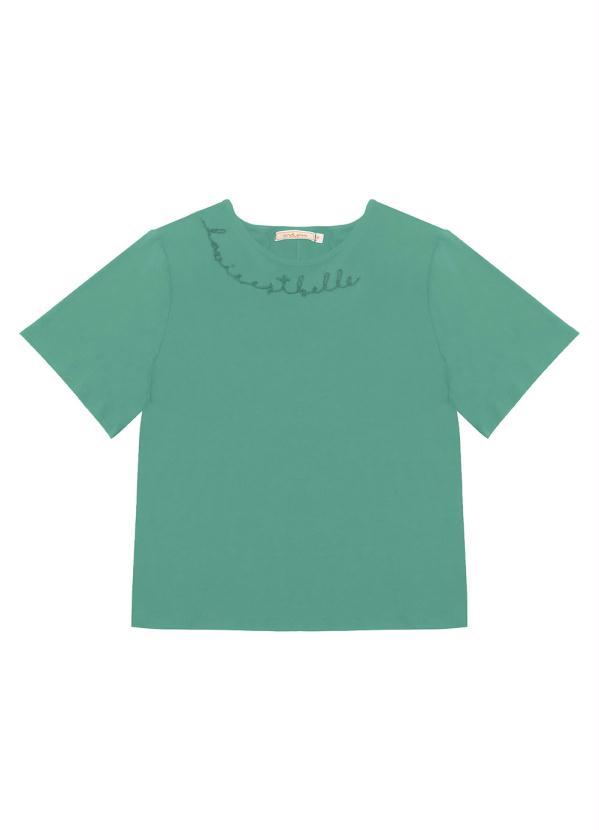 

Blusa Feminina com Bordado Verde