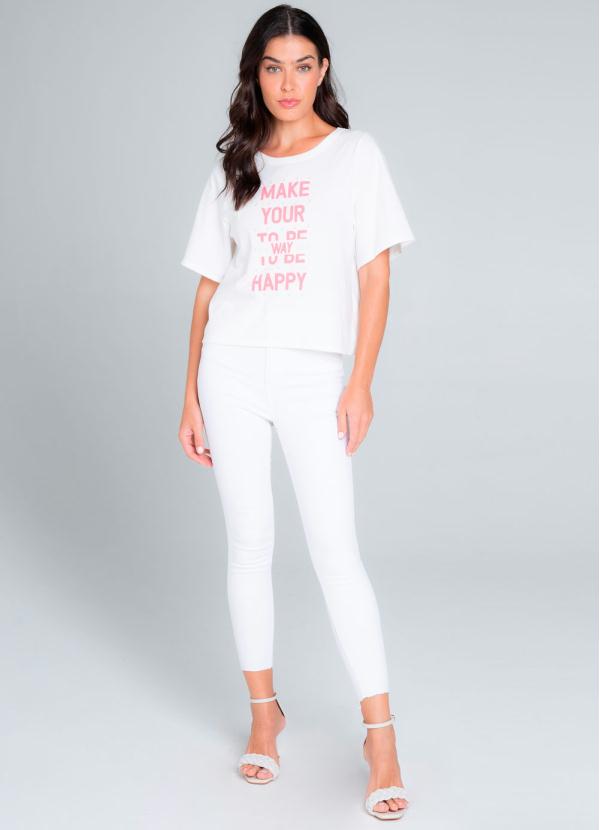 

Blusa Feminina com Estampa Branca, Branco