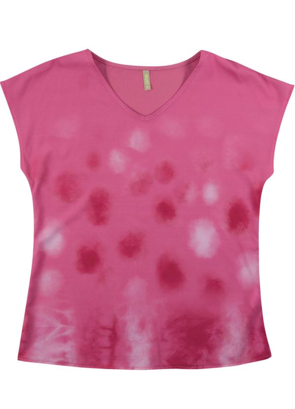 

Blusa Feminina Manga Curta Estampada Rosa