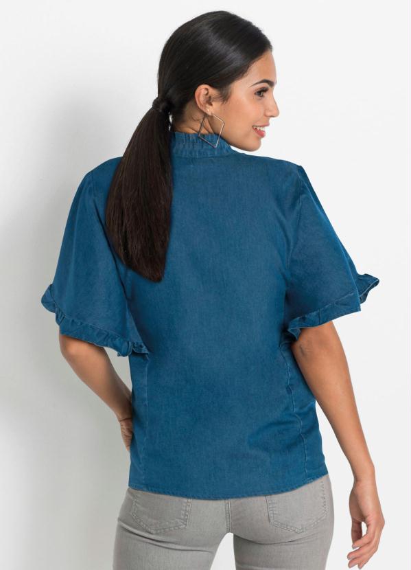 

Blusa Jeans com Babados Azul Médio