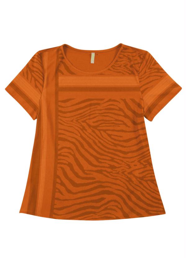 

Blusa Manga Curta Animal Print Laranja