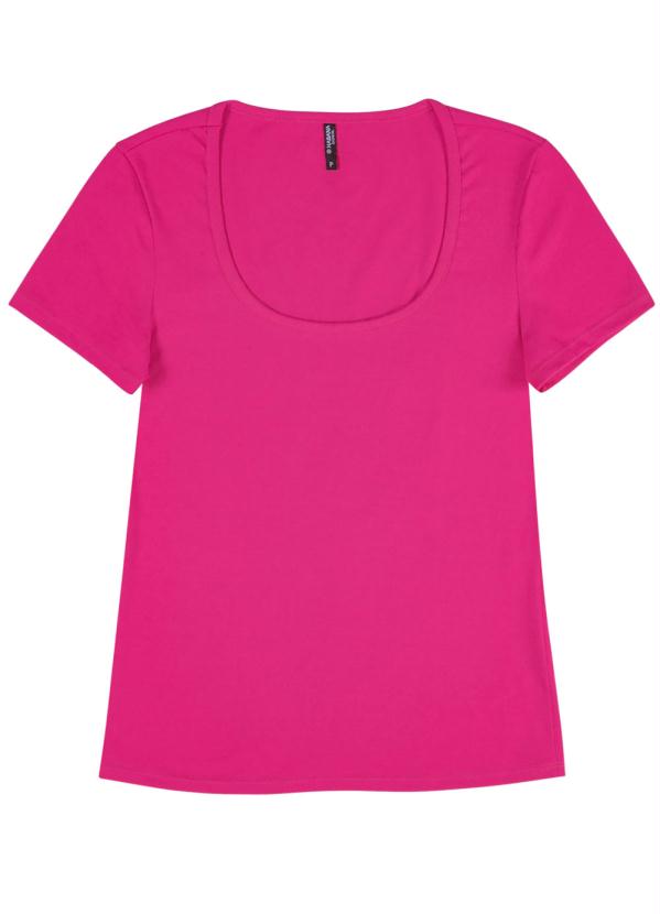 

Blusa Manga Curta Básica em Cotton Rosa