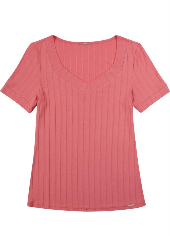 

Blusa Manga Curta com Decote Diferenciado Rosa