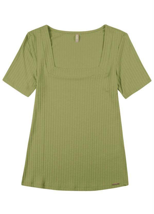 

Blusa Manga Curta com Decote Quadrado Verde