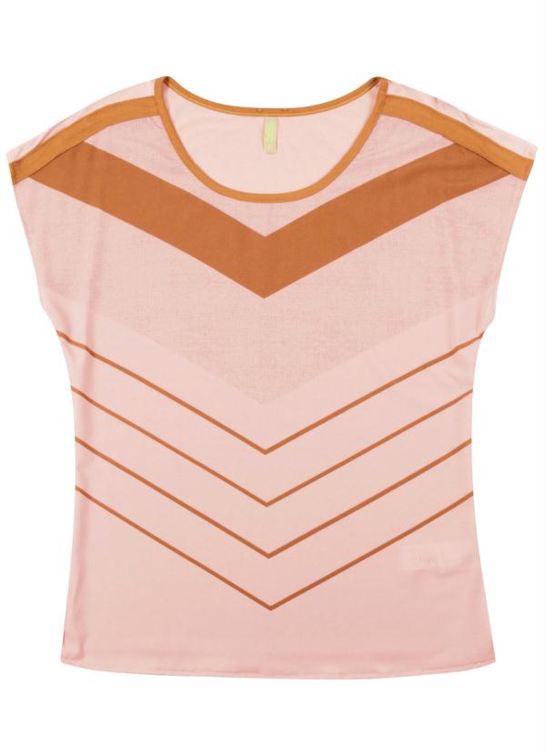 

Blusa Manga Curta com Estampa Geométrica Rosa