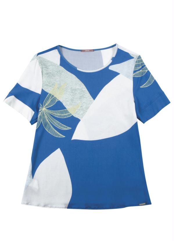 

Blusa Manga Curta com Estampa Rotativa Azul