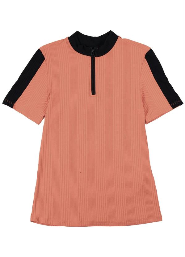 

Blusa Manga Curta com Gola Alta Laranja