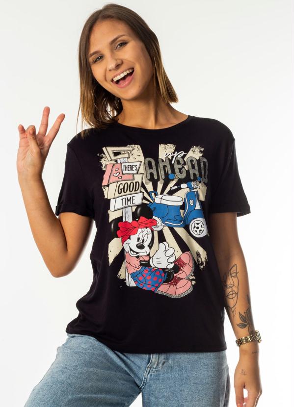 

Blusa Manga Curta em Viscose Estampada Preto