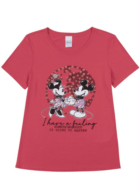 

Blusa Manga Curta Estampada com Fóil Vermelho