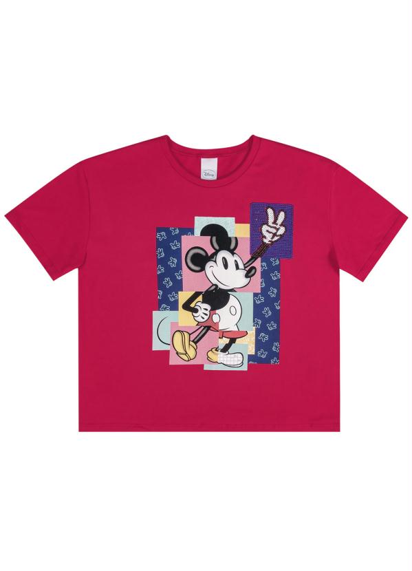 

Blusa Manga Curta Estampada em Malha Vermelho