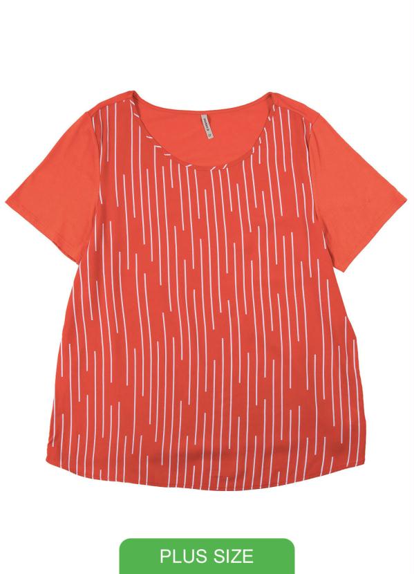 

Blusa Manga Curta Estampada Laranja