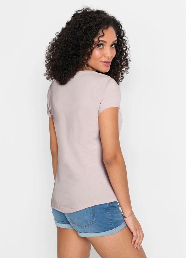 

Blusa Meia Malha com Decote em V Rosa Vintage