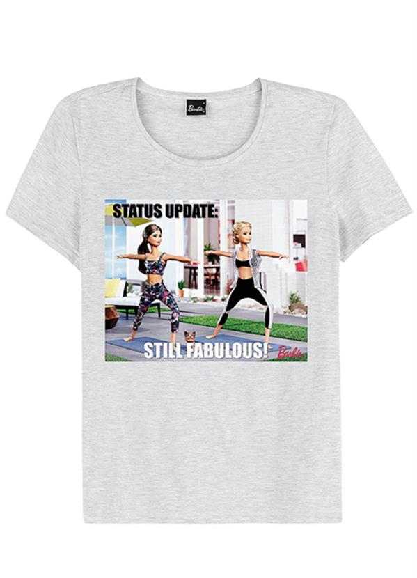 

Blusa Mescla Status Update Barbie®, Cinza