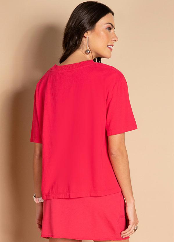 

Blusa Pink Ampla com Mangas Curtas, Rosa