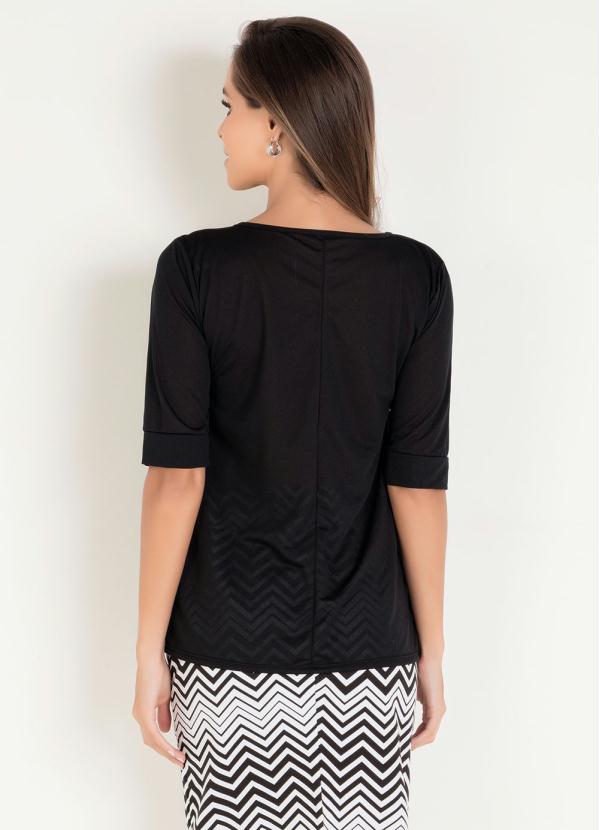 

Blusa Preta com Botões Moda Evangélica, Preto