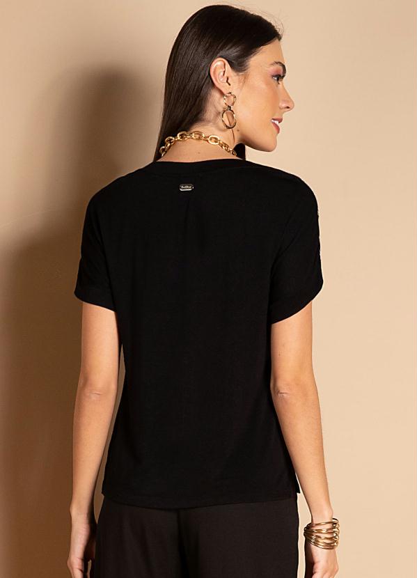 

Blusa Preta com Detalhe de Pedraria nas Mangas, Preto