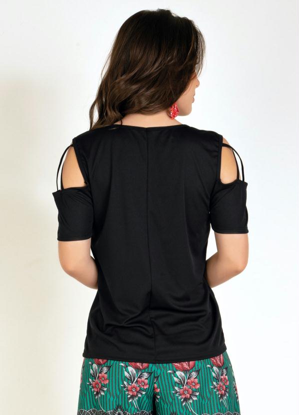 

Blusa Preta com Detalhe nos Ombros Vazados, Preto