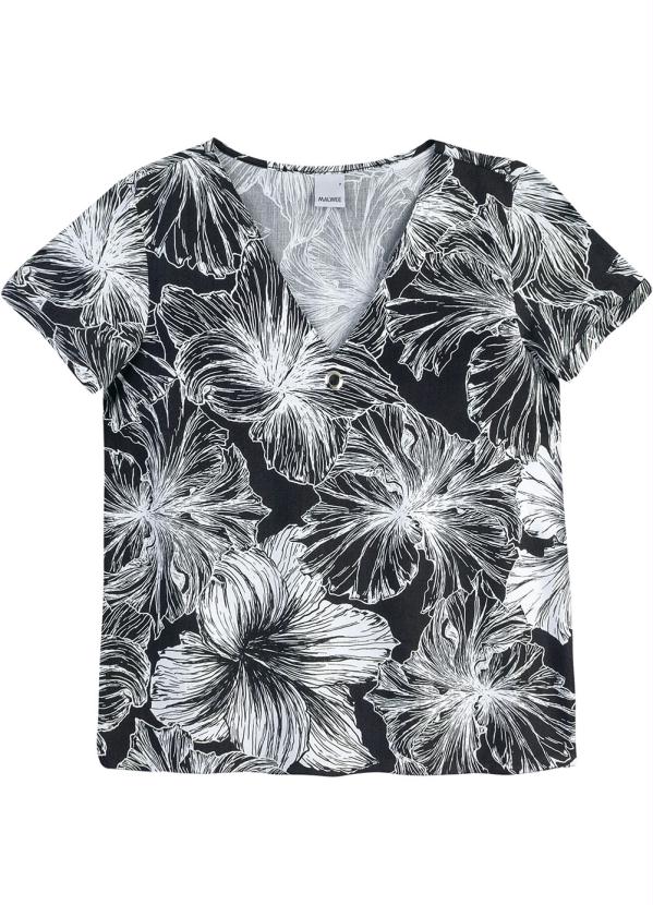 

Blusa Preto Decote V Floral Malwee