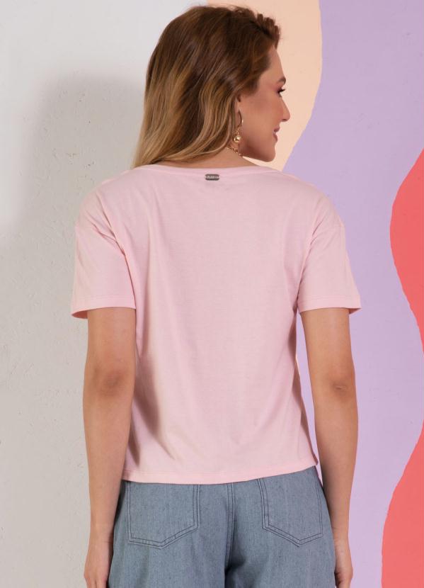 

Blusa Rosa Mangas Curtas com Bordado em Paetês