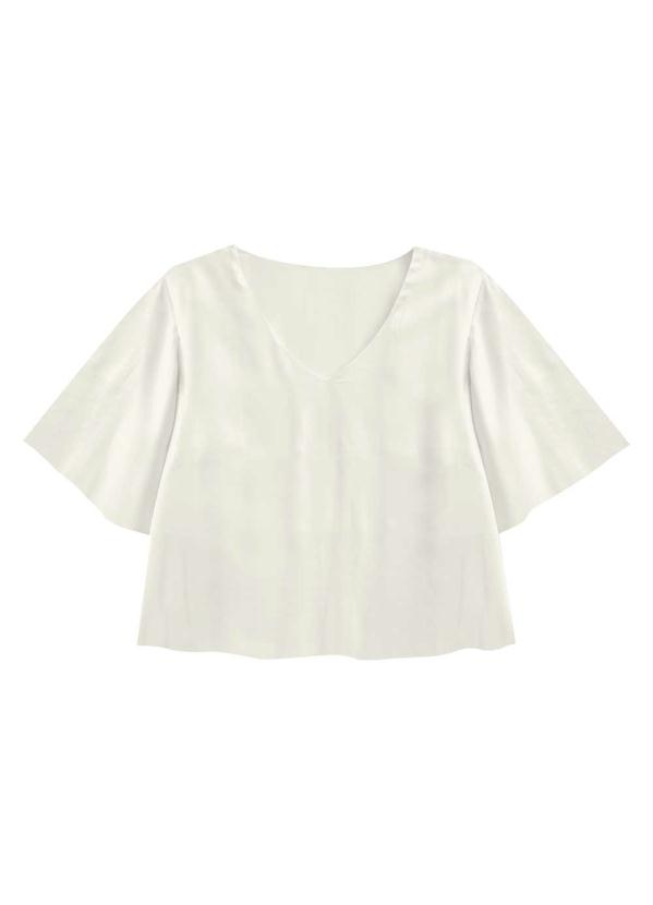 

Blusa Tecido Ampla com Mangas Branco Off White, Bege