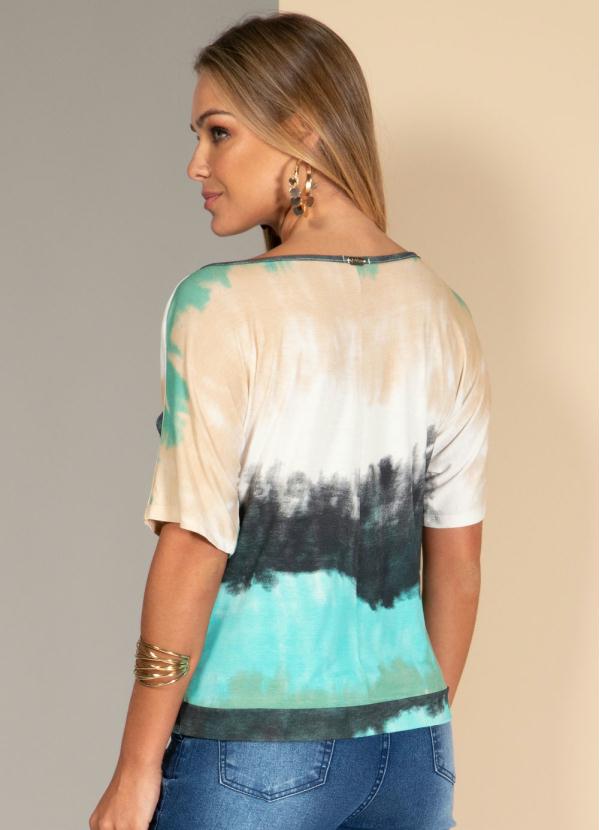 

Blusa Tie Dye com Drapeado Frontal, Verde