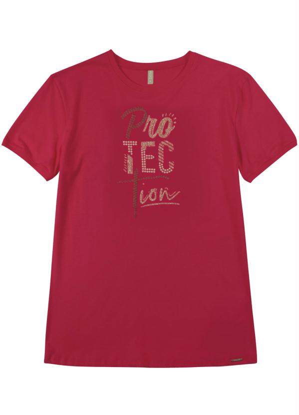 

T-Shirt Estampada com Bordado Vermelho