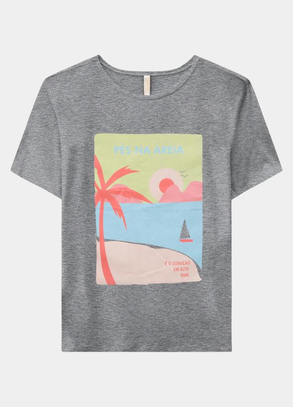 

T-Shirt Malha Pés na Areia Mescla, Cinza